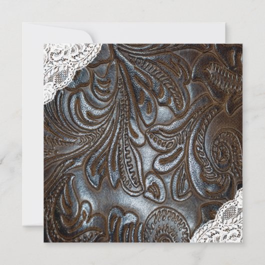 Lederen en kant bruiloft kaart (Achterkant)