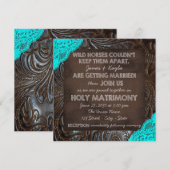 Lederen en kant bruiloft kaart (Voorkant / Achterkant)