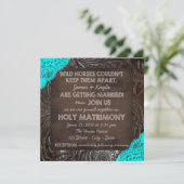 Lederen en kant bruiloft kaart (Staand voorkant)