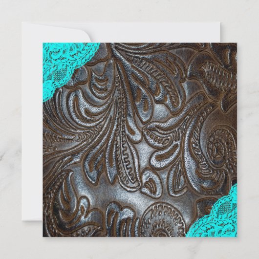 Lederen en kant bruiloft kaart (Achterkant)