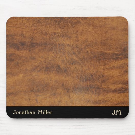  lederen gepersonaliseerde naam Initiaal Desk Mat Muismat (Voorkant)