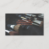 Lederen gestikte flap | Belettering penselen met r Visitekaartje (Achterkant)