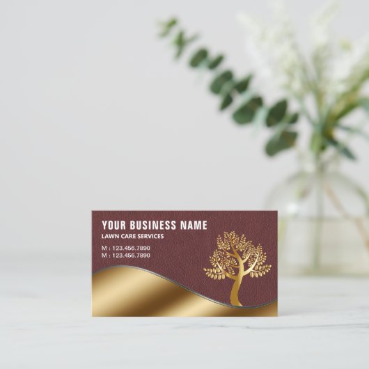 Lederen Gouden Boom Tuinieren Landscaping Gazonver Visitekaartje (Staand voorkant)