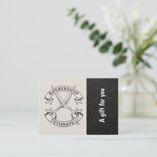 Lederen in de winkel — Cadeaubon Kortingskaartje (Staand voorkant)