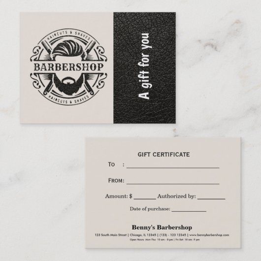 Lederen in de winkel — Cadeaubon Kortingskaartje (Voorkant / Achterkant)