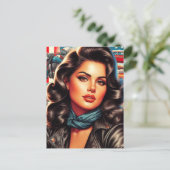 Lederen jas Pin-up Briefkaart (Staand voorkant)