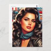 Lederen jas Pin-up Briefkaart (Voorkant / Achterkant)