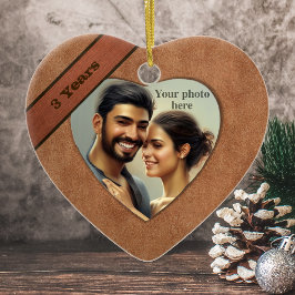 Lederen kijken 3de Jubileum: voeg uw foto toe Keramisch Ornament