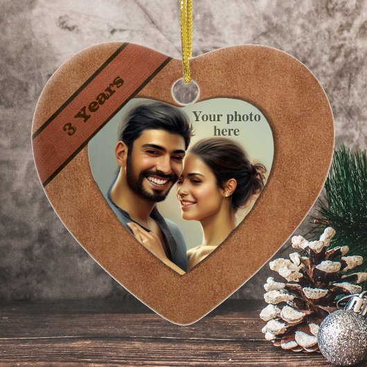 Lederen kijken 3de Jubileum: voeg uw foto toe Keramisch Ornament