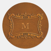 Lederen kijken met aanpasbaar Monogram Ronde Sticker (Voorkant)