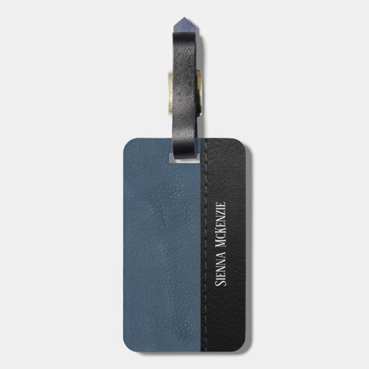Lederen kijken textuur | Blauw Bagagelabel (Achterkant verticaal)