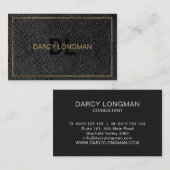 Lederen korrel look zwart houtskool goud visitekaartje (Voorkant / Achterkant)