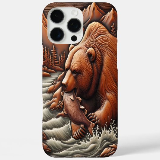 Lederen look Beer bij de rivier Case-Mate iPhone Case (Achterkant)