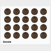 Lederen look bloem donker ronde sticker (Vel)