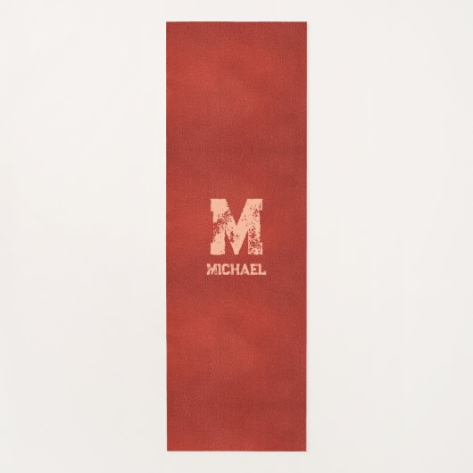 Lederen look distressed tekst monogram namen yogamat (Voorkant)