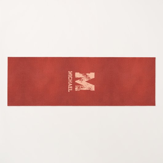 Lederen look distressed tekst monogram namen yogamat (Voorkant (horizontaal))