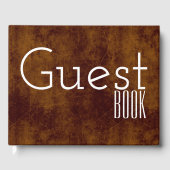 Lederen look faux verouderd bruin met wit gastenboek (Voorkant)