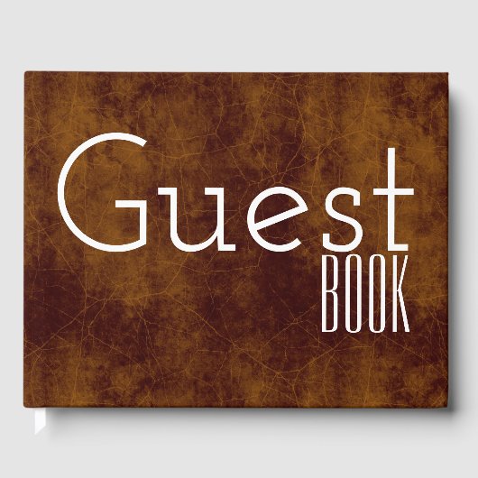 Lederen look faux verouderd bruin met wit gastenboek (Voorkant)