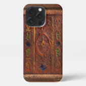 Lederen look iPhone 13 Pro Slim Fit Hoesje, glanze iPhone Hoesje (Achterkant)