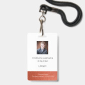 Lederen look Medewerker ID-badge met barcode Badge (Voorzijde met lanyard)
