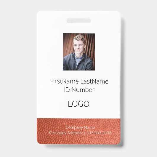 Lederen look Medewerker ID-badge met barcode Badge (Voorzijde)