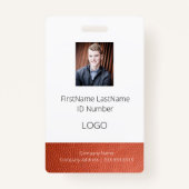 Lederen look Medewerker ID-badge met barcode Badge (Voorkant)