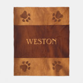 Lederen look met poten en naam - geen echt leer fleece deken (Voorkant)