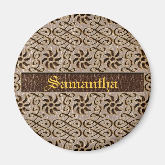 Lederen look Ornament zacht Magneet (Voorkant)