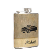 Lederen look  stijlvolle oude auto gepersonaliseer heupfles (Rechts)