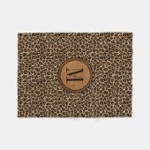 Lederen luipaard  Modern Boho Chic Monogram Fleece Deken (Voorkant (Horizontaal))