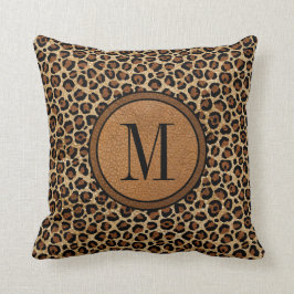 Lederen luipaard  Modern Boho Chic Monogram Kussen