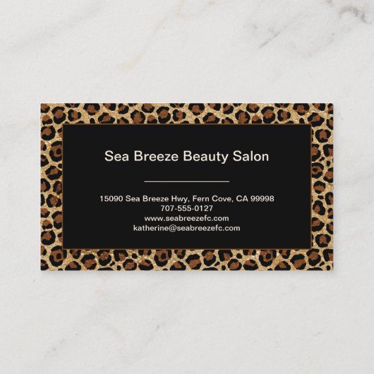 Lederen luipaard Modern Boho Chic Monogram Visitekaartje (Achterkant)