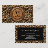 Lederen luipaard Modern Boho Chic Monogram Visitekaartje (Voorkant / Achterkant)