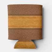 Lederen Luxe: gestikte bruine elegantie Blikjeskoeler (Achterkant)