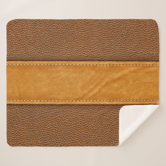 Lederen Luxe: gestikte bruine elegantie Sherpa Deken (Voorkant (horizontaal))