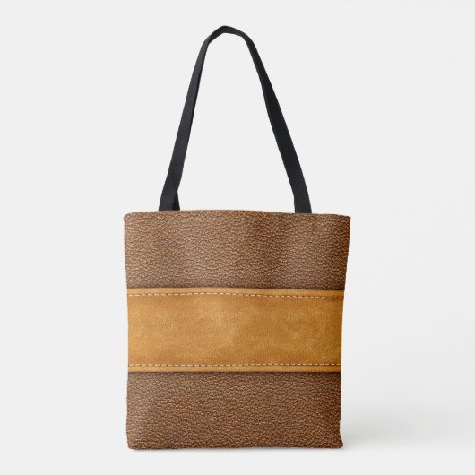 Lederen Luxe: gestikte bruine elegantie Tote Bag (Achterkant)