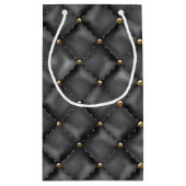 Lederen met glanzende structuur met gouden parels klein cadeauzakje (Achterkant)