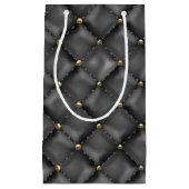 Lederen met glanzende structuur met gouden parels klein cadeauzakje (Voorkant)