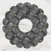 Lederen met glanzende structuur met gouden parels wijnglaslabel (Voorkant)