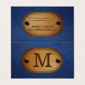 lederen monogram | Blauw leder en schuim Visitekaartje (Buitenkant ongevouwen)