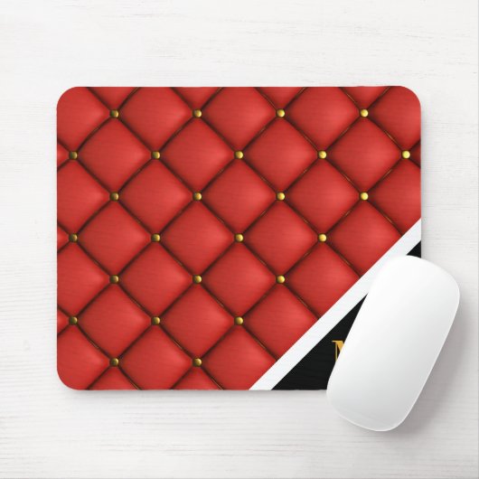 lederen monogram muismat (Met muis)