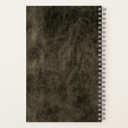 Lederen Monogram zwart goud script naam Notitieboek (Achterkant)