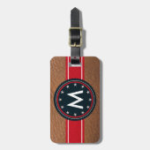 Lederen Patriottisch Bagagelabel met monogram (Voorkant verticaal)