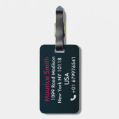 Lederen Patriottisch Bagagelabel met monogram (Achterkant verticaal)