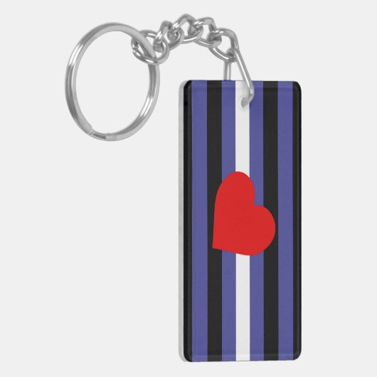 Lederen Pride Flag en hart Sleutelhanger (Voorkant Links)