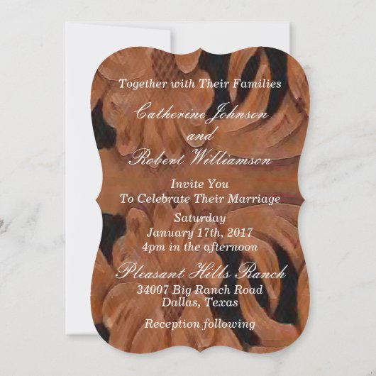 Lederen Print Land Westerne bruiloft Sjabloon Kaart (Achterkant)