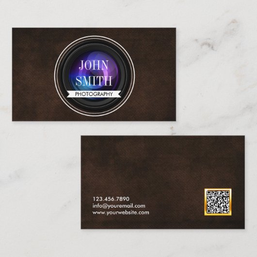 Lederen QR Code Fotografie Visitekaartje (Voorkant / Achterkant)