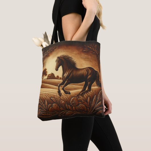 Lederen Ranch Paard Tote Bag (Dichtbij)