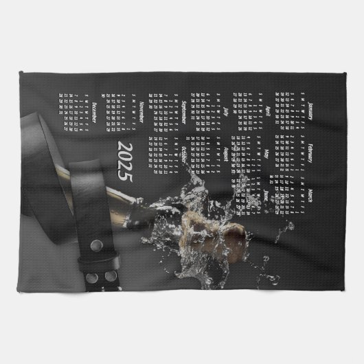 Lederen riem en champagnefles 2025 Kalender Theedoek (Horizontaal)