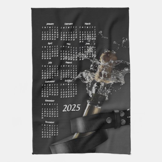 Lederen riem en champagnefles 2025 Kalender Theedoek (Verticaal)